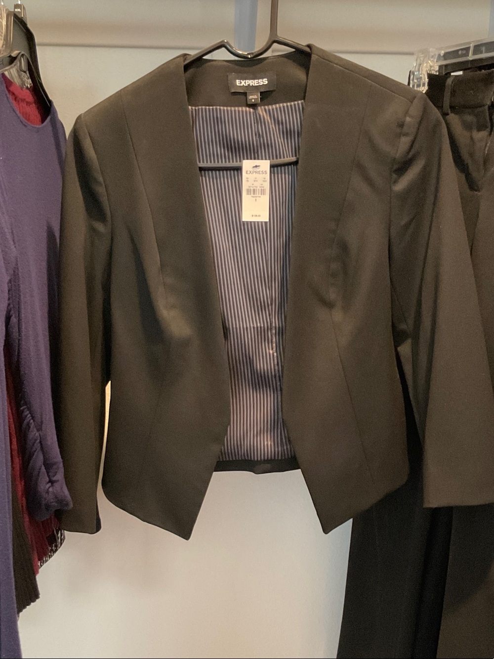 Express Black Open-Front Cropped Blazer
